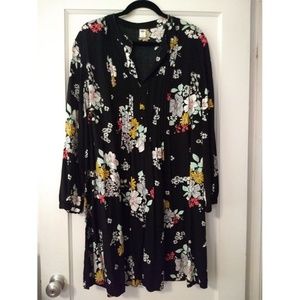 Old Navy Black Floral Swing Dress - 14